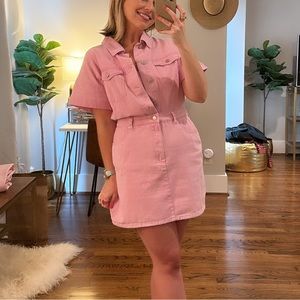 Denim Dress in Pink